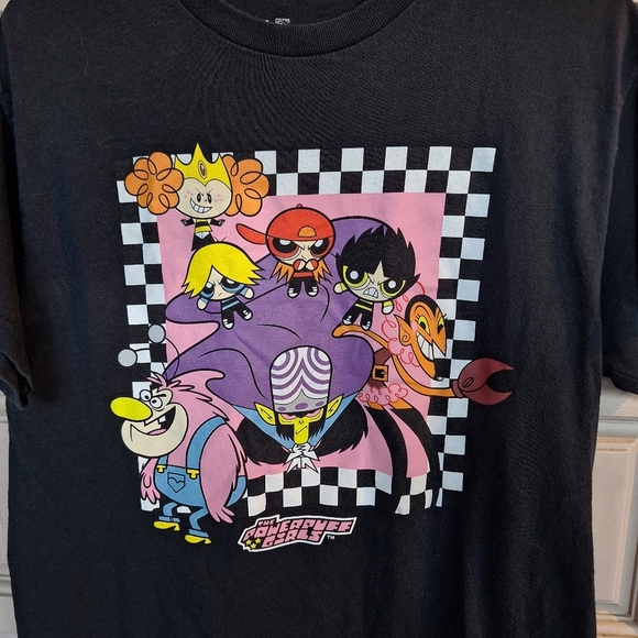 PowerPuff Girls Tee SzM Black Power Puff Characters Short Sleeves Machine Wash - Picture 2 of 9